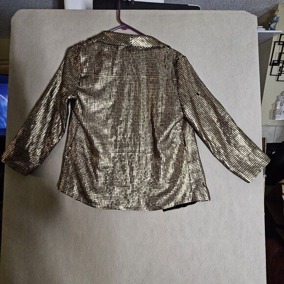Sparkle & Fade Gold Sequin Jacket Blazer Women's Sz Medium Clubwear Disco Party - Picture 8 of 8